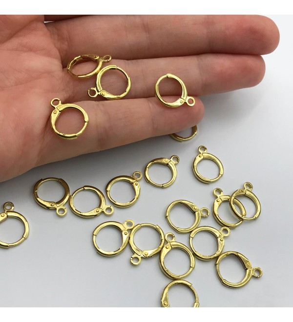 1 Pair Raw Brass Leverback Earring Clasp, Leverback Ear Hoops, Huggie Hoops, Leverback Ear Wire, Earring Tools Jewelry Supplies RW-1329