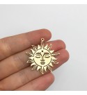 Raw Brass Sun Charm, Sun Face Earring Charm, Tribal Sun Charm for Jewelry Making, Celestial Sun, Laser Cut Jewelry Supplies  RW-1336