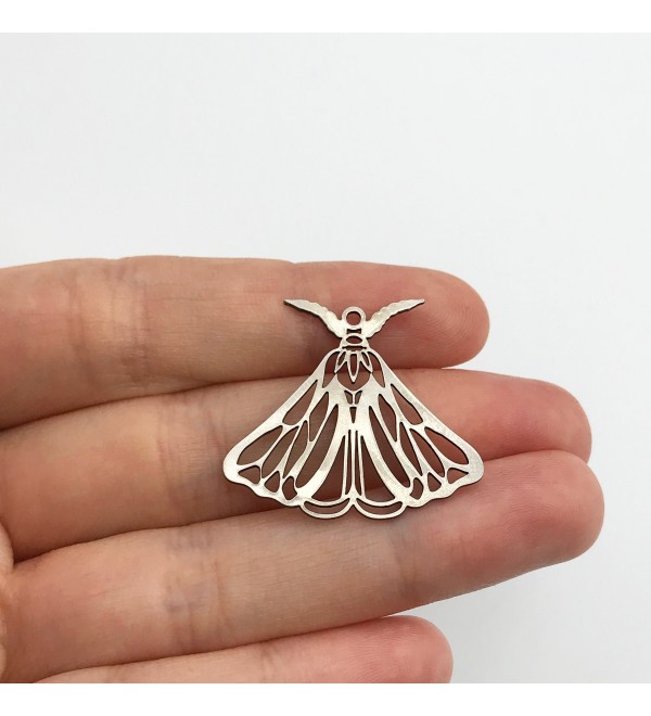 Stainless Steel Moth Charm, Luna Moth Pendant, Butterfly Charm Pendant, Earring Findings, Laser Cut Jewelry Supplies STL-3313