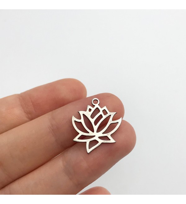 Stainless Steel Tiny Lotus Charm, Lotus Pendant, Lotus Necklace, Lotus Earring Charm, Yoga Meditation Charms, Jewelry Supplies STL-3266