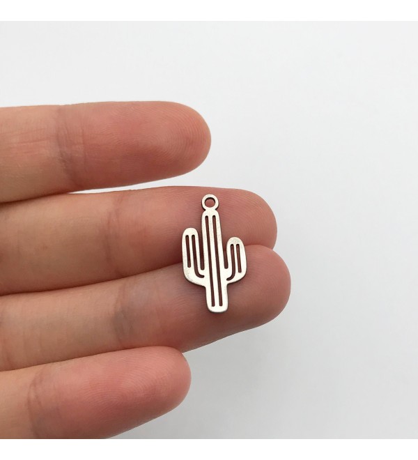 Stainless Steel Tiny Cactus Charm, Cactus Pendant, Cactus Earring Charm, Cactus Necklace, Laser Cut Cactus, Jewelry Supplies STL-3260