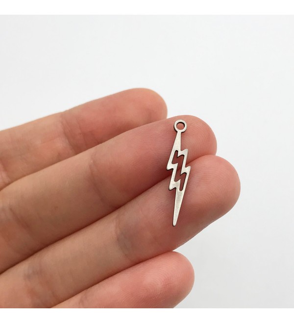 Stainless Steel Tiny Lightning Charm Pendant, Thunderbolt Pendants, Bolt Charm, Earring Charms For Jewelry Making STL-3259