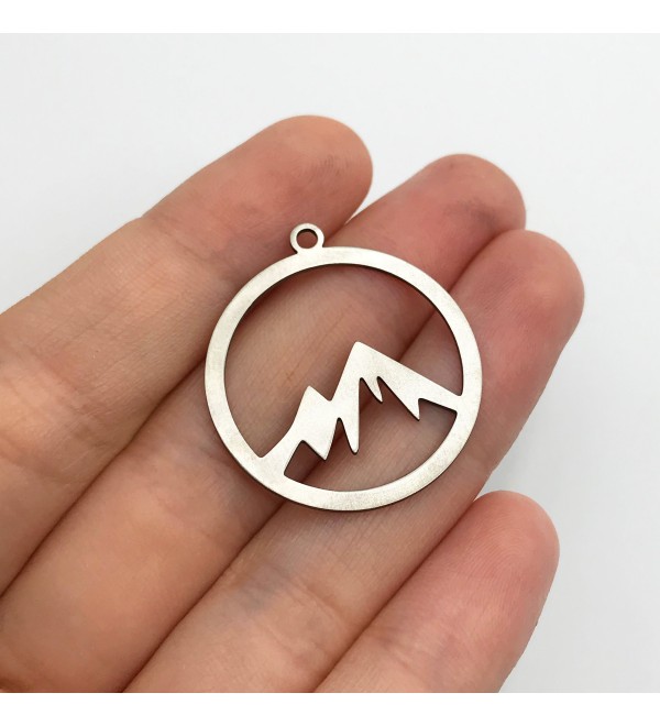 Stainless Steel Mountain Charm, Mountain Range Peaks Charm, Mountain Hill Necklace Pendant, Laser Cut Jewelry Supplies STL-3027