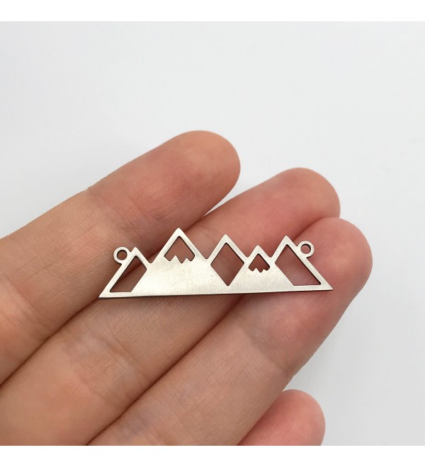 Stainless Steel Mountain Necklace Charm, Mountain Pendant, Mountain Connector Charm, Laser Cut Jewelry Supplies STL-3013