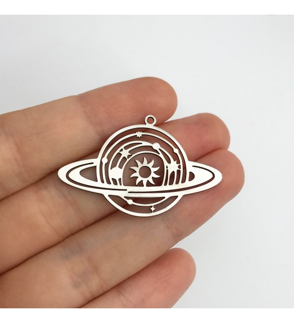 Stainless Steel Saturn Charm, Saturn Pendant, Planet Charm, Celestial Charms for Jewelry Making, Laser Cut Jewelry Supplies STL-3330