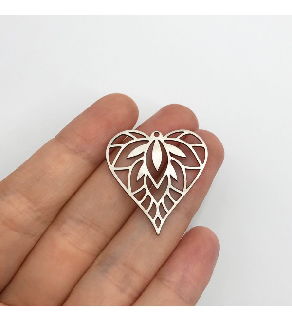 Stainless Steel Geometric Heart Charm, Heart Pendant, Earring Heart Charm, Earring Findings, Laser Cut Jewelry Making Supplies STL-3188