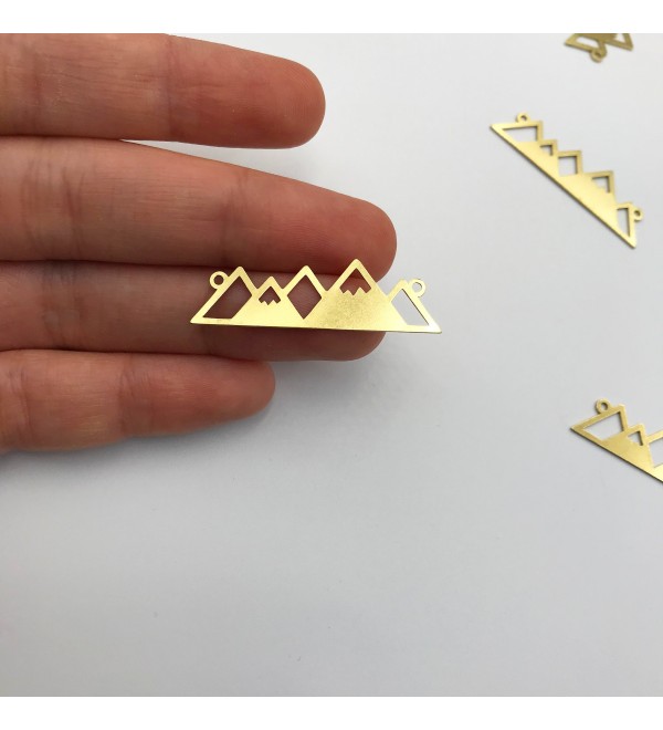 Raw Brass Mountain Necklace Charm, Mountain Pendant, Brass Findings, Brass Connectors, Laser Cut Jewelry Supplies RW-1013