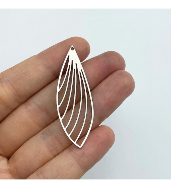 Stainless Steel Dragonfly Wing Charm, Wing Pendant, Leaf Charm for Jewelry Making, Geometric Wing Charms, Jewelry Supplies STL-3015