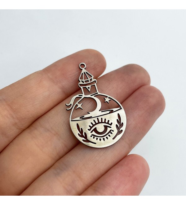 Stainless Steel Magic Bottle Charm, Mystical Witchcraft Witchy Celestial Charm, DIY Charms Findings Laser Cut Jewelry Supplies STL-3340