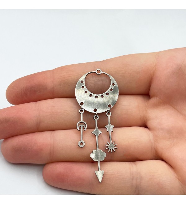 Stainless Steel Drop Earring Charm, Drop Dangle Cloud Stars Charm, Steel Charms Earring Findings Laser Cut Jewelry Supplies STL-3344