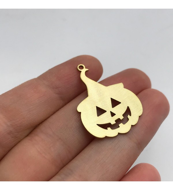 Raw Brass Pumpkin Charm, Pumpkin Pendant, Halloween Charms, Brass Findings Earring Charms, Laser Cut Jewelry Supplies RW-1353