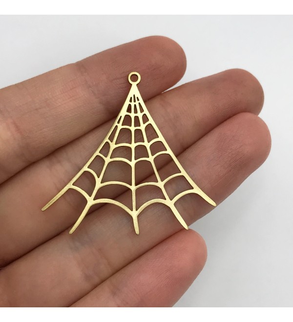 Raw Brass Spider Web Charm, Spider Web Pendant, Brass Findings, Halloween Charms, Earring Charms, Laser Cut Jewelry Supplies RW-1360