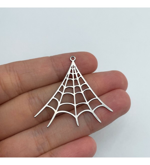 Stainless Steel Spider Web Charm, Spider Web Pendant, Halloween Charms, Steel Earring Charms, Laser Cut Jewelry Supplies STL-3360