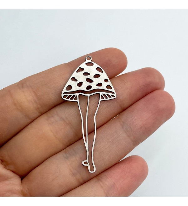 Stainless Steel Mushroom Charm, Mushroom Pendant, Geometric Charms Earring Findings, DIY Charms, Laser Cut Jewelry Supplies STL-1127