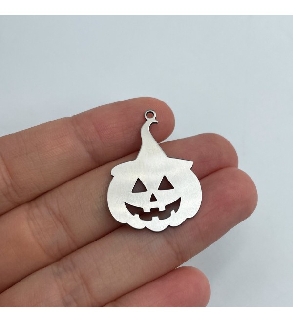 Stainless Steel Pumpkin Charm, Pumpkin Pendant, Jack O Lantern Charm, Steel Halloween Charms,  Laser Cut Jewelry Supplies STL-3353