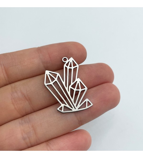 Stainless Steel Crystal Charm, Magic Crystals Charm Pendant, Celestial Mystical Witchy Magic Charms Laser Cut Jewelry Supplies STL-3352