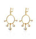 Matte Gold Plated Faux Pearl Dangle Earrings, Pearl Earrings, Fancy Earrings, Drop Earrings, Pearl Jewelry E-5