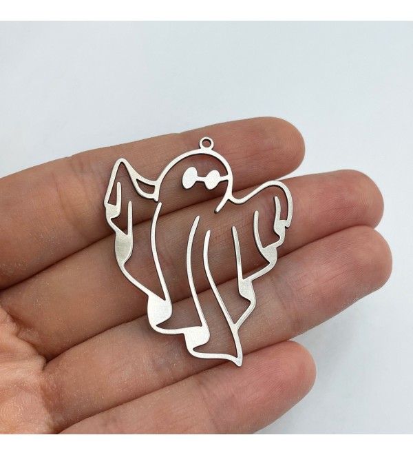 Stainless Steel Ghost Charm, Ghost Pendant Halloween Charms, Spooky Charms, Steel Charms Findings, Laser Cut Jewelry Supplies STL-3364