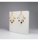 1 Pair Matte Gold Plated Dangle Gemstone Earrings, Green Red Stone Earrings, Fancy Earrings, Drop Earrings, Gemstone Jewelry E-4