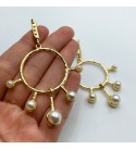 Matte Gold Plated Faux Pearl Dangle Earrings, Pearl Earrings, Fancy Earrings, Drop Earrings, Pearl Jewelry E-5