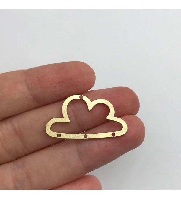 Raw Brass Cloud Earring Connector, Brass Earring Charm, 4 Holes Connector, Brass Connector Pendants, Laser Cut Jewelry Supplies RW-1383