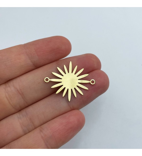 Raw Brass Sun Connector, Brass Sun Charm, Sun Pendant, 2 Holes Connector, Brass Earring Connectors, Laser Cut Jewelry Supplies RW-1384