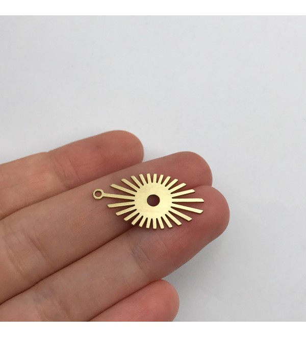 Raw Brass Sun Connector, Brass Connector for Jewelry Making, Sun Charm Pendant, Eye Shaped Charm, Laser Cut Jewelry Supplies RW-1385