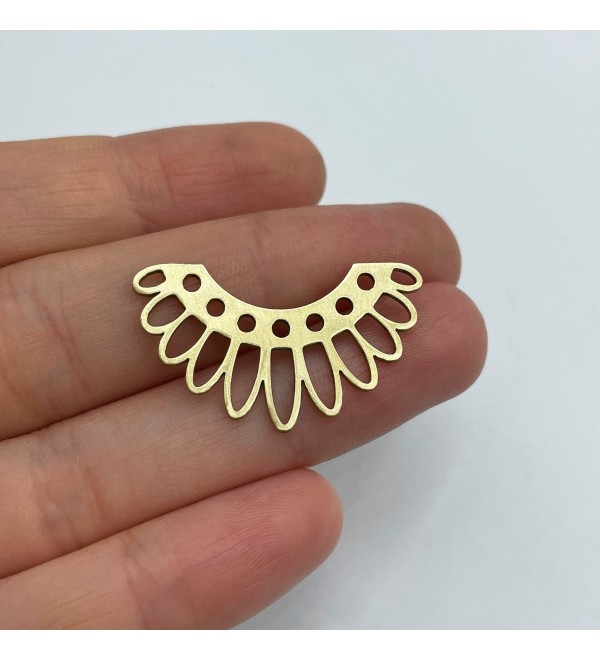 Raw Brass Earring Connector, Flower Charm Connector, Half Moon Flower Charm, Brass Findings, Laser Cut Jewelry Making Supplies RW-1389