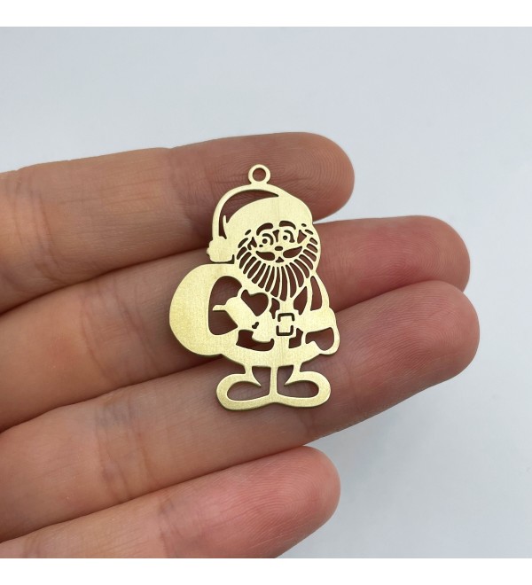 Raw Brass Christmas Santa Charm, Santa Claus Pendant, Christmas Charms, Winter Charms, Laser Cut Jewelry Supplies RW-1398