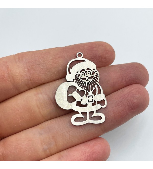 Stainless Steel Christmas Santa Charm, Steel Santa Claus Pendant, Christmas Charms, Earring Charms, Laser Cut Jewelry Supplies STL-3398