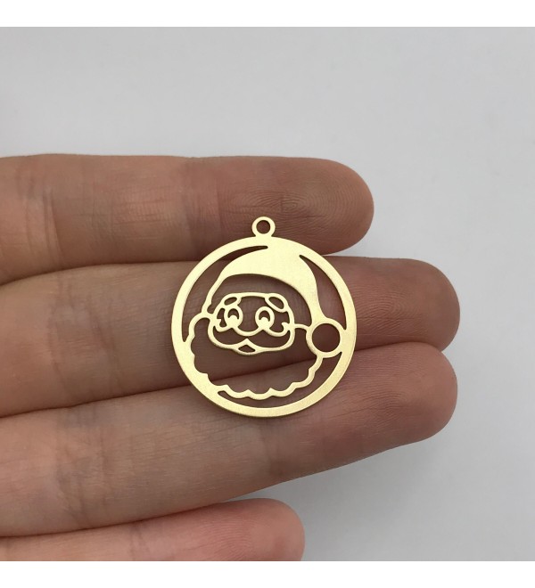 Raw Brass Christmas Santa Charm, Brass Santa Pendant, Brass Christmas Charms, Earring Charms Jewelry Making Supplies RW-1399