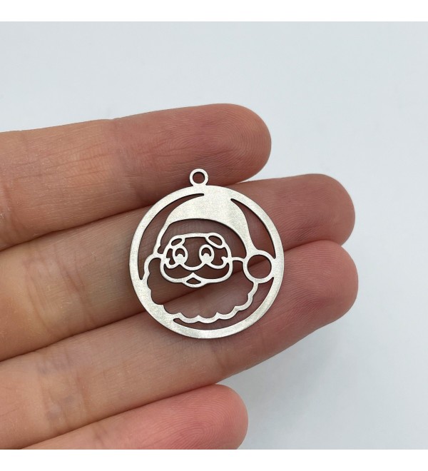 Stainless Steel Santa Charm, Christmas Santa Charm Pendant, Christmas Charms, Earring Charms Laser Cut Jewelry Making Supplies STL-3399