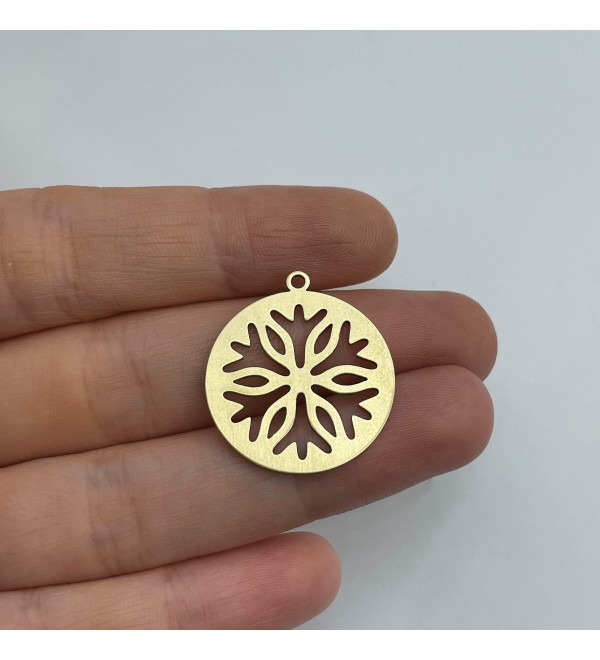 Raw Brass Snowflake Charm, Brass Snowflake Pendant, Winter Charms, Christmas Charms, DIY Charms, Laser Cut Jewelry Supplies RW-1400