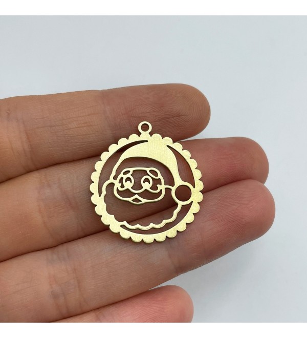 Raw Brass Christmas Santa Charm, Brass Santa Pendant, Brass Christmas Charms, Earring Charms, Laser Cut Jewelry Making Supplies RW-1401