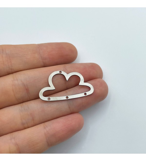 Stainless Steel Cloud Earring Connector, Cloud Earring Charm, 4 Holes Connector, Steel Connectors, Laser Cut Jewelry Supplies STL-3383