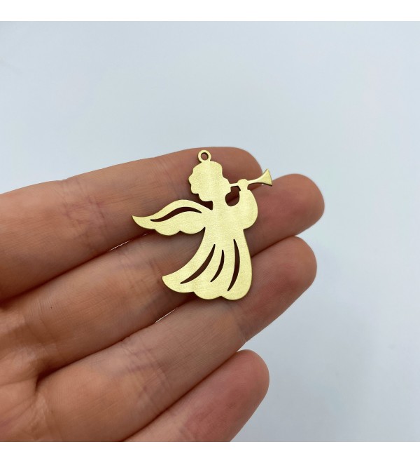 Raw Brass Angel Charm, Angel Pendant, Christmas Charms, Brass Charms for Jewelry Making, Christmas Ornaments, Jewelry Supplies RW-1406