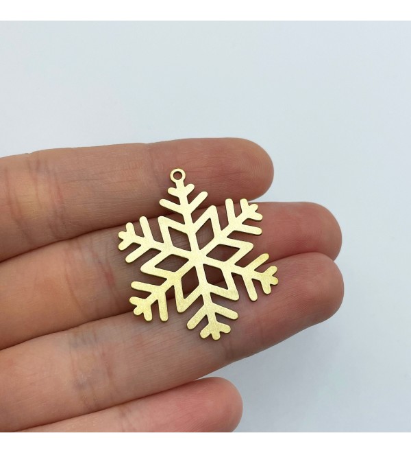 Raw Brass Snowflake Charm, Christmas Snowflake Charm, Winter Charms, Christmas Charms, Brass Findings Laser Cut Jewelry SuppliesRW-1413