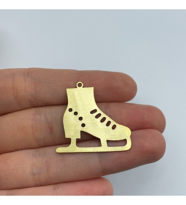 Raw Brass Skate Charm, Ice Skate Figure Skate Charm, Winter Charms, Christmas Charms, Brass Findings Laser Cut Jewelry Supplies RW-1415