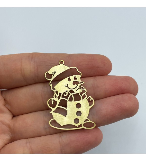 Raw Brass Snowman Charm, Christmas Charms, Snowman Pendant, Winter Charms, Brass Earring Charms, Laser Cut Jewelry Supplies RW-1418