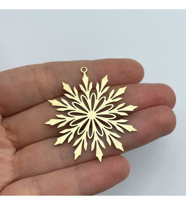 Raw Brass Snowflake Charm, Brass Christmas Charms, Snowflake Pendant, Winter Charms, Earring Charms, Laser Cut Jewelry Supplies RW-1419