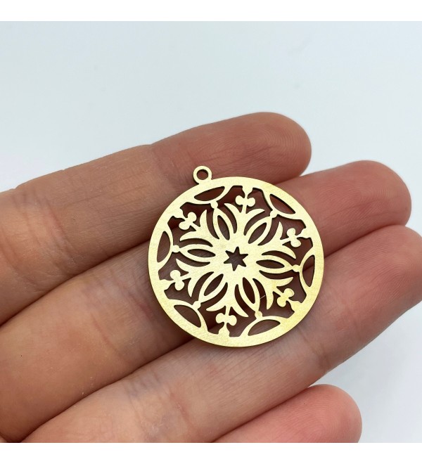 Raw Brass Snowflake Charm, Christmas Charms, Snowflake Pendant, Earring Charms, Holiday Charms, Winter Charms Laser Cut RW-1422