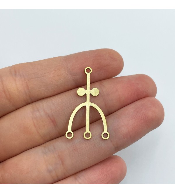 Raw Brass Earring Connector, Flower Connector Charm, 3 Hole Connector, Drop Earring Connector, Laser Cut Jewelry Supplies RW-1430