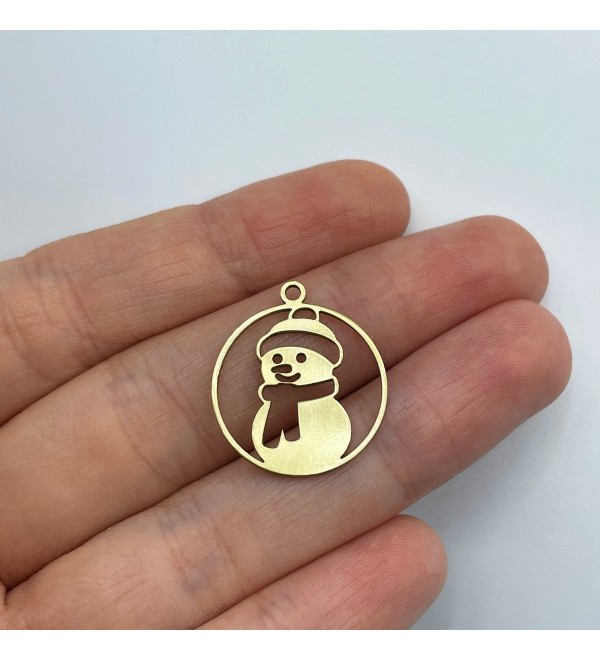 Raw Brass Snowman Charm, Christmas Charms, Snowman Pendant, Winter Charms, Brass Earring Charms, Laser Cut Jewelry Supplies RW-1440