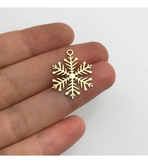 Raw Brass Snowflake Charm, Snowflake Pendant, Winter Charms, Christmas Charms, DIY Charms, Laser Cut Jewelry Supplies RW-1376