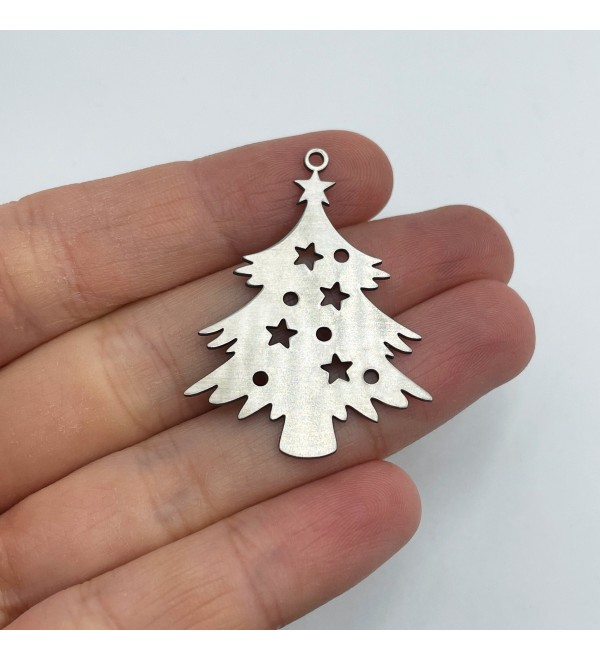 Stainless Steel Christmas Tree Charm, Pine Tree Charm Pendant, Christmas Charms, Earring Charms, Laser Cut Jewelry Supplies STL-3371