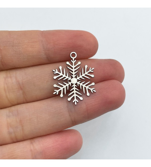 Stainless Steel Snowflake Charm, Snowflake Pendant, Winter Charms, Christmas Charms, DIY Charms, Laser Cut Jewelry Supplies STL-3376