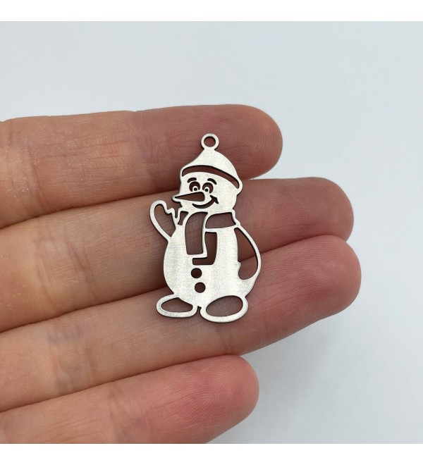 Stainless Steel Snowman Charm, Christmas Charms, Christmas Pendants, Snowman Pendant, Winter Charms, Steel Jewelry Supplies STL-3374