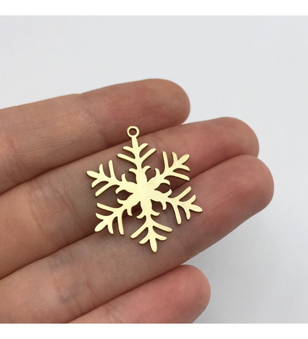 Raw Brass Snowflake Charm, Brass Christmas Charms, Snowflake Pendant, Winter Charms, Earring Charms, Laser Cut Jewelry Supplies RW-1446