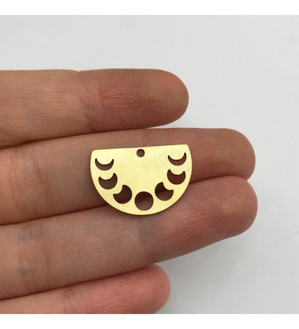 Raw Brass Moon Phases Charm, Half Moon Charm, Moon Pendant, DIY Charms, Brass Earring Findings, Laser Cut Jewelry Supplies  RW-1392