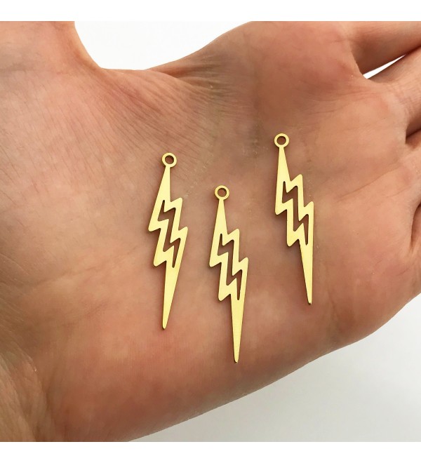 Raw Brass Lightning Charm, Thunderbolt Pendants, Bolt Charm, Thunder Necklace Earring Charms For Jewelry Making RW-1001